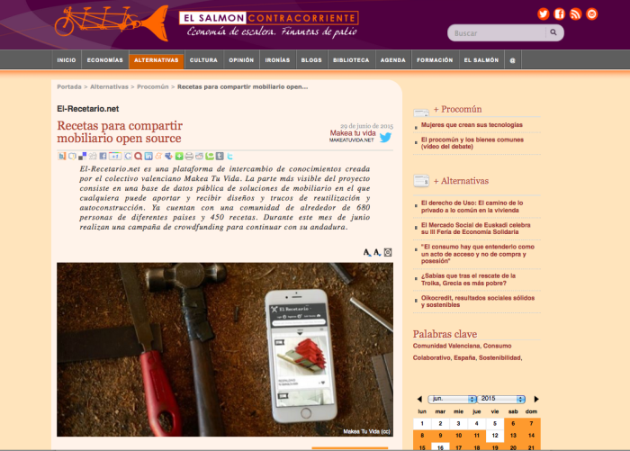Recetas para compartir mobiliario open source - El Salmón Contracorriente