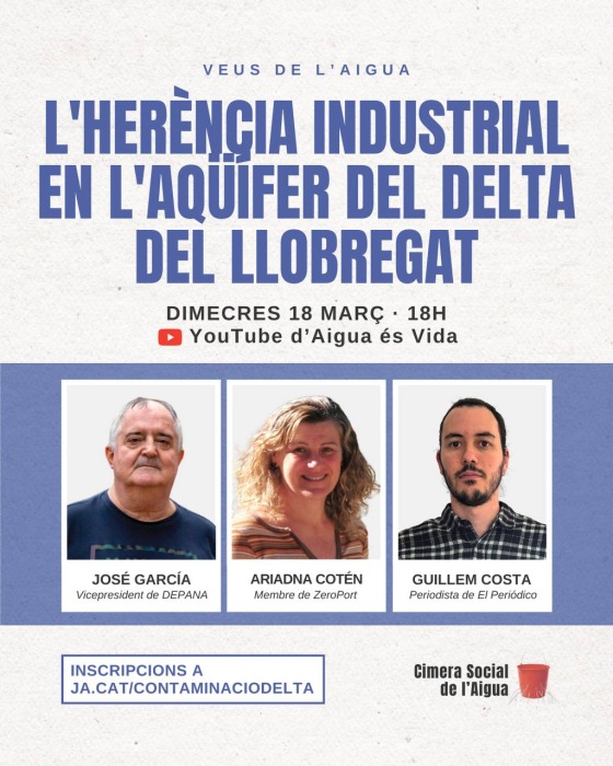 Conferencia en línea LA HERENCIA INDUSTRIAL EN El ACUÍFERO DEL DELTA DEL LLOBREGAT
